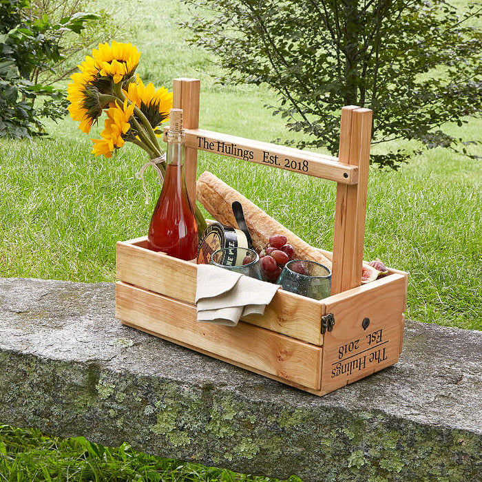 Personalized Picnic Table Wine Carrier